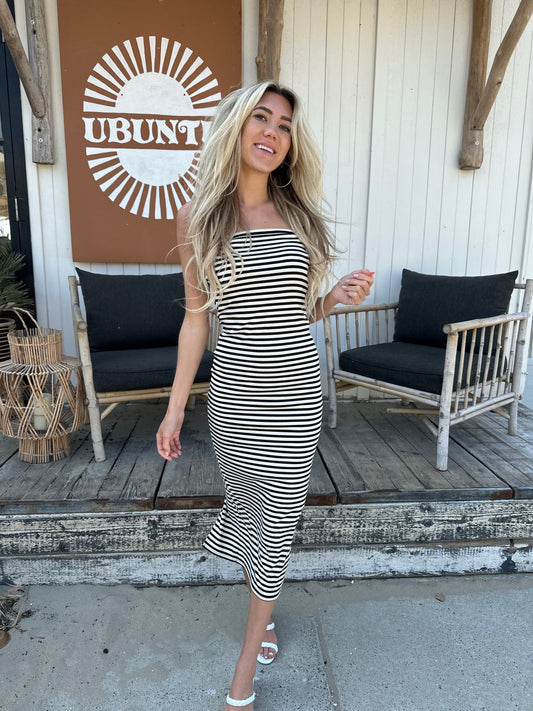 Strapless dress striped