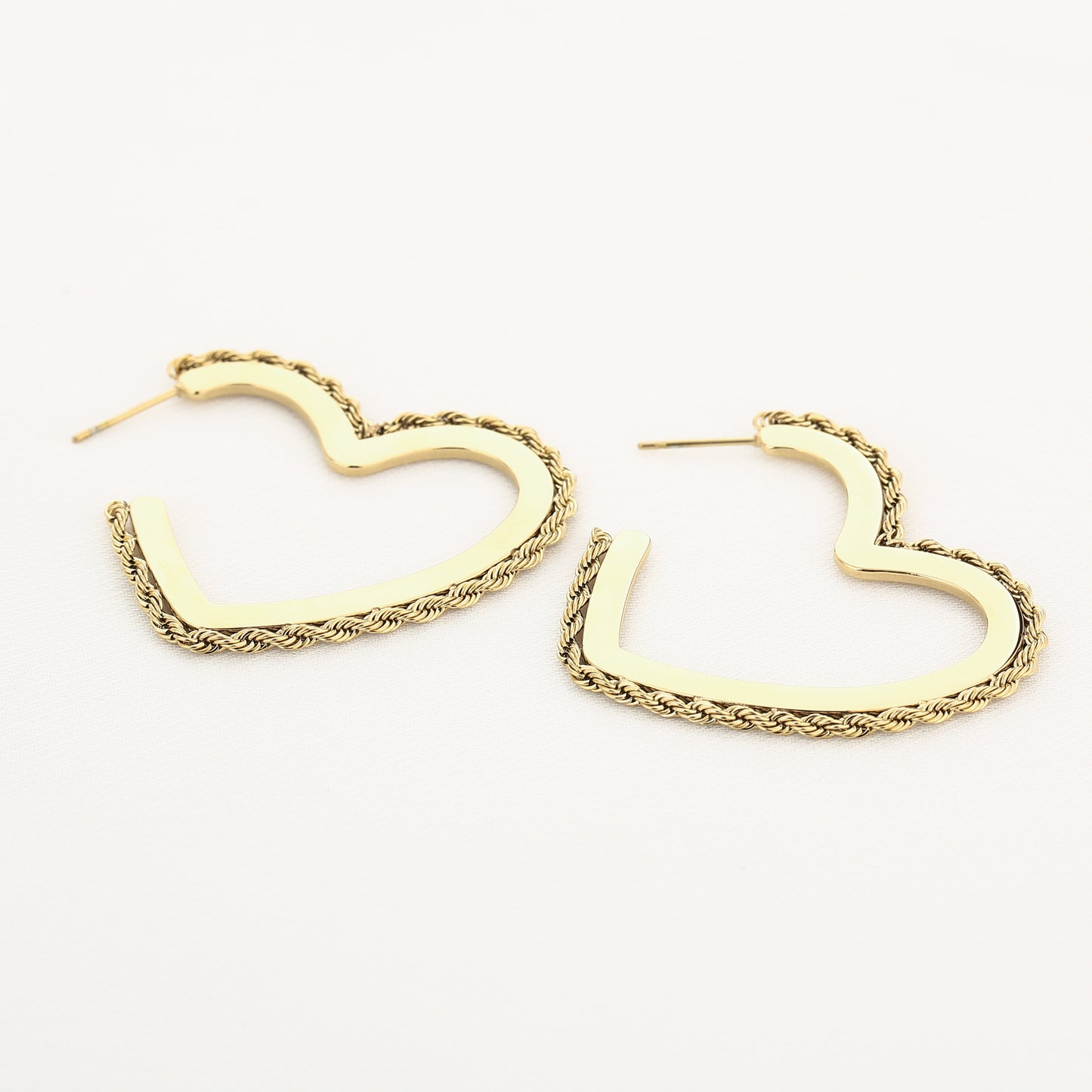 Heart and chain oorbel - goud